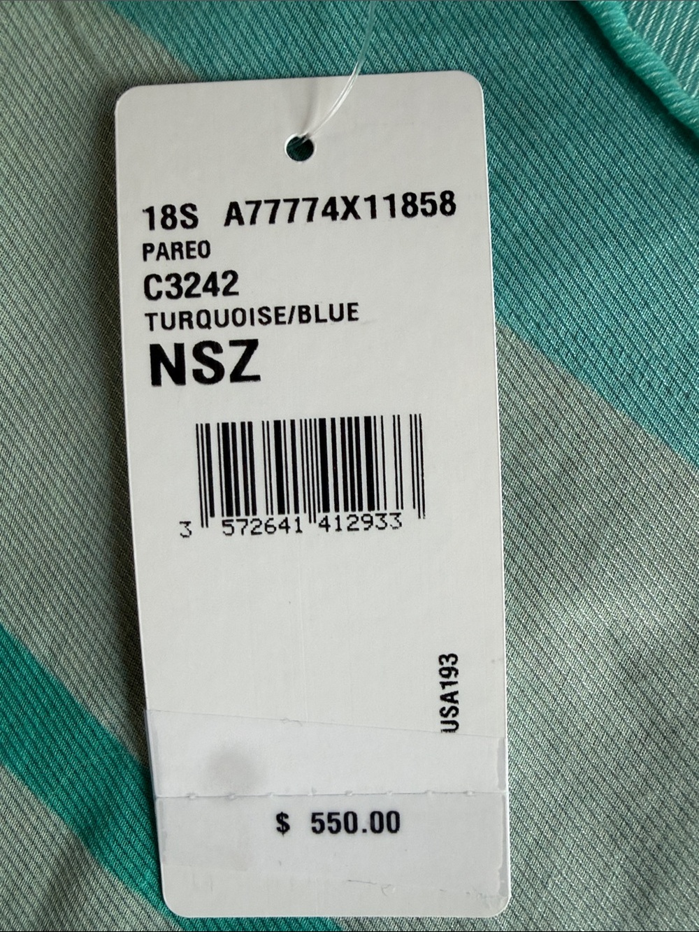 NWT Authentic CHANEL 2018 18S Runway Turquoise Blue Wave Pareo Sarong Scarf - Picture 8 of 9
